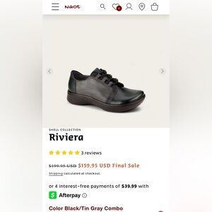 Naot Riviera Two-Tone Leather Lace-Up Oxford in Black and Gray